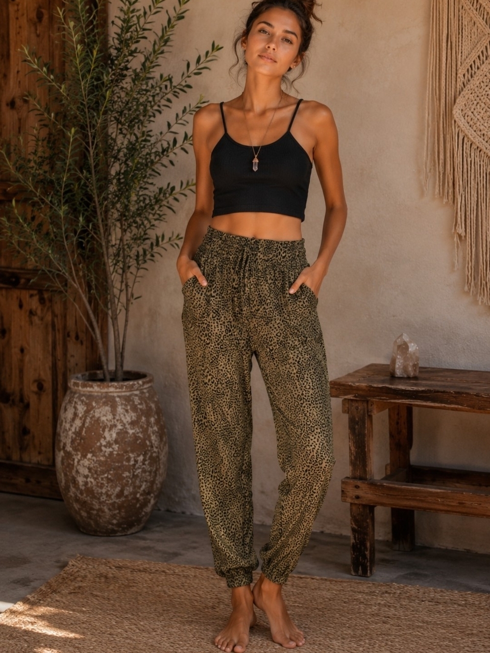 4/$15 Urban Outfitters Leopard Print Jogger Pants - Women's Casual Lounge Sz XS - Picture 1 of 5
